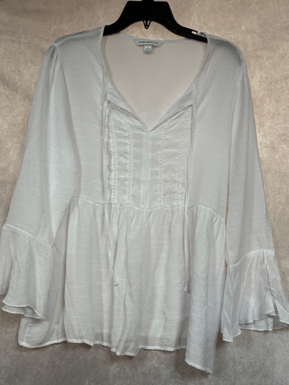 Counterparts White Peasant Tunic with Pintuck Detail
